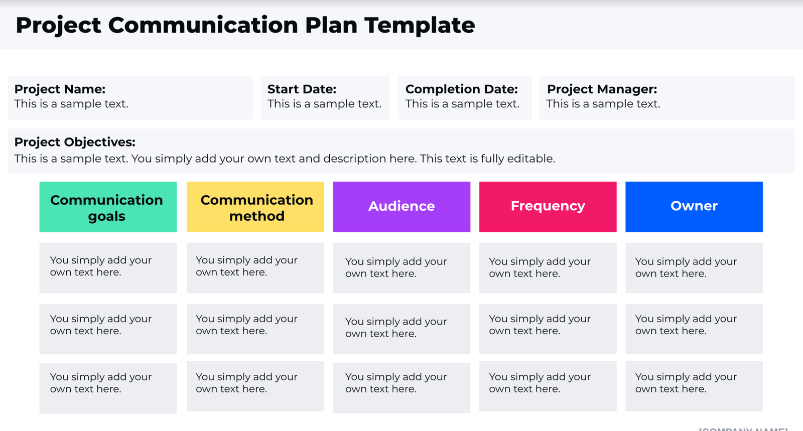 Example of Project Communication Plan Template Word + Excel