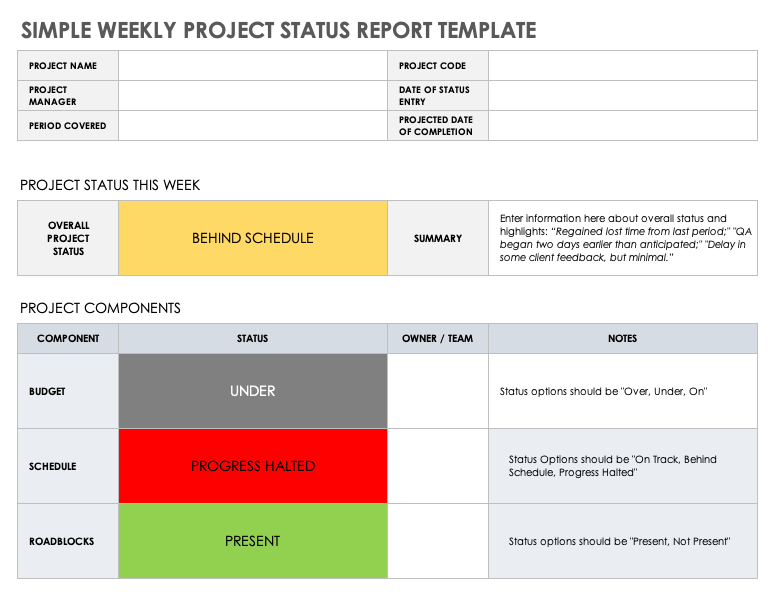 Project Status Report Template