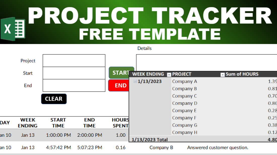 project list tracker excel template