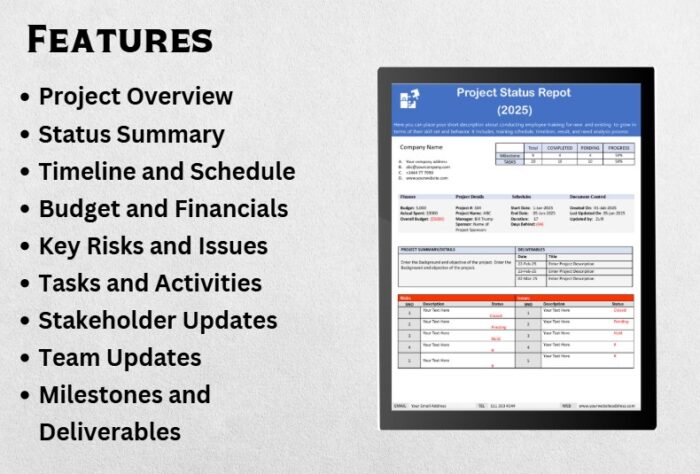 project status report template